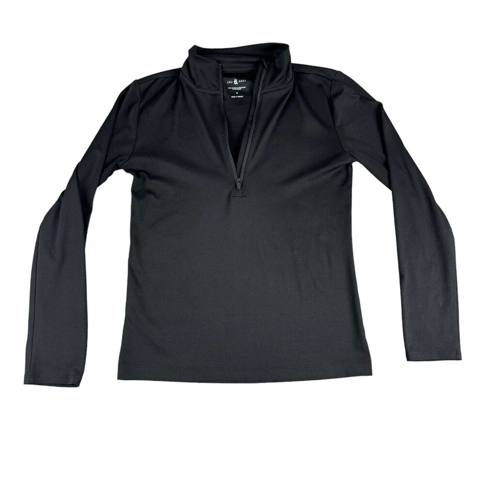 Lou & Grey Pullover Womens Extra Small Black 1/4 Zip Long Sleeve Top Shirt Mock